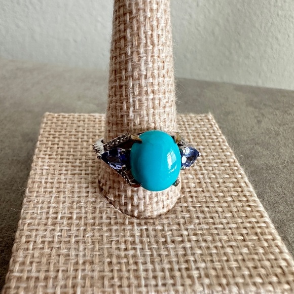 Turquoise, Tanzanite and CZ Ring by Colleen Lopez - Picture 2 of 9